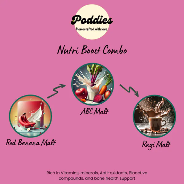 Nutri Boost Combo 1 - Nutritious Malt Mix (ABC Malt, Red Banana Malt, Ragi Malt)